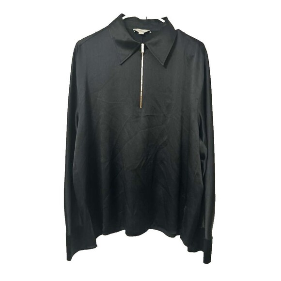 Vince Silk Blouse Long Sleeve Women's Large Black Top Plain - Picture 1 of 5
